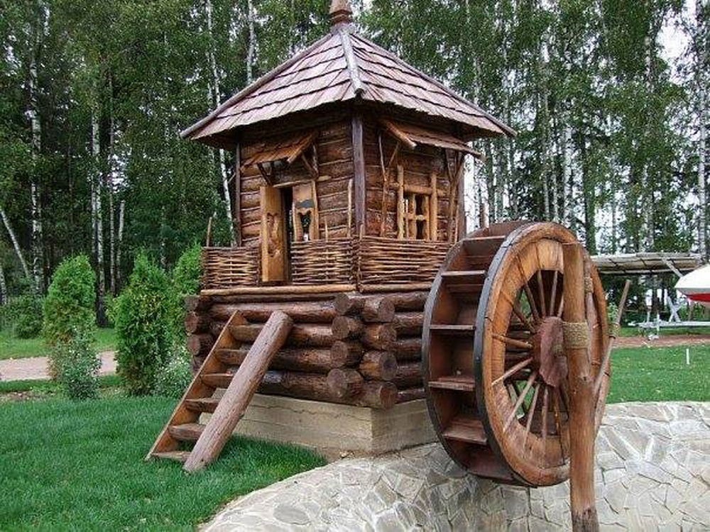 Водяная мельница из дерева под старину 